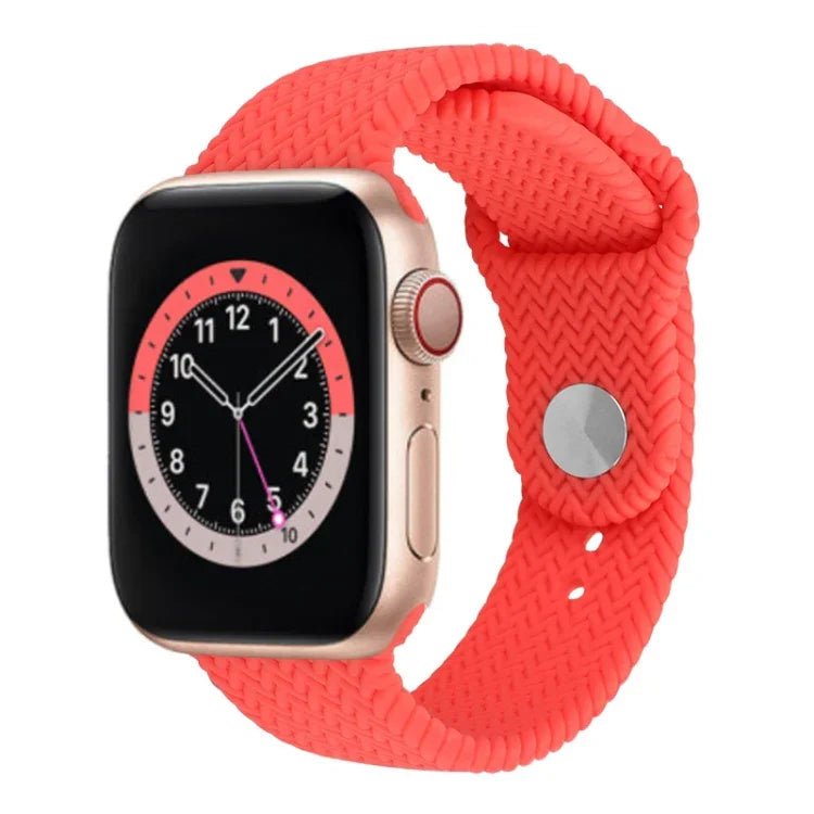 Pulseira de Relógio de Silicone com Padrão Tecido para Apple Watch Series 6 & SE & 5 & 4 40mm / 3 & 2 & 1 38mm, Para Apple Watch Series 7 41mm / 6 & SE & 5 & 4 40mm / 3 & 2 & 1 38mm, Para Apple Watch Series 8&7 41mm / SE 2&6&SE&5&4 40mm / 3&2&1 38mm