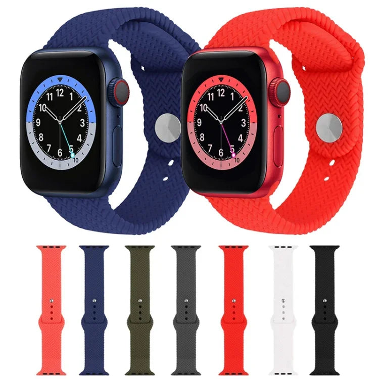 Pulseira de Relógio de Silicone com Padrão Tecido para Apple Watch Series 6 & SE & 5 & 4 40mm / 3 & 2 & 1 38mm, Para Apple Watch Series 7 41mm / 6 & SE & 5 & 4 40mm / 3 & 2 & 1 38mm, Para Apple Watch Series 8&7 41mm / SE 2&6&SE&5&4 40mm / 3&2&1 38mm