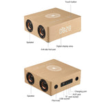Relógio de Madeira Multifuncional com Ecrã Tátil Coluna Bluetooth com Carregamento Sem Fios, Suporta Cartão TF & Disco U & AUX 3,5mm, Q5A