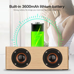 Relógio de Madeira Multifuncional com Ecrã Tátil Coluna Bluetooth com Carregamento Sem Fios, Suporta Cartão TF & Disco U & AUX 3,5mm, Q5A