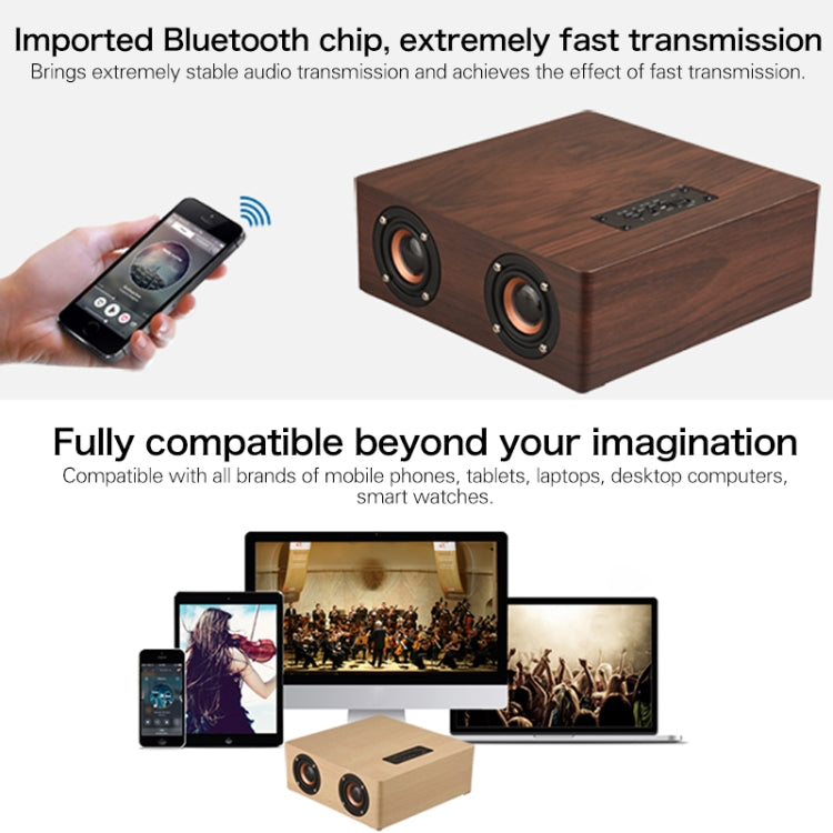 Coluna Bluetooth de Madeira Q5, Suporta Cartão TF & AUX 3,5mm, Q5