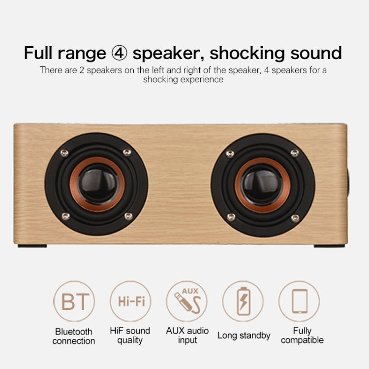 Coluna Bluetooth de Madeira Q5, Suporta Cartão TF & AUX 3,5mm, Q5