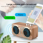 Coluna Bluetooth de Madeira com Subwoofer Q7, Suporta Cartão TF & Disco U & AUX 3,5mm, Q7