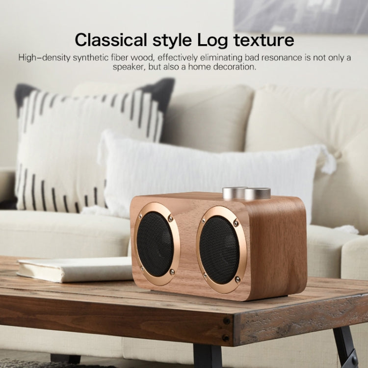 Coluna Bluetooth de Madeira com Subwoofer Q7, Suporta Cartão TF & Disco U & AUX 3,5mm, Q7