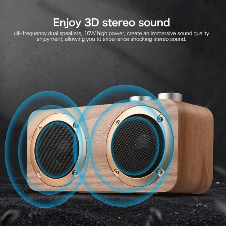 Coluna Bluetooth de Madeira com Subwoofer Q7, Suporta Cartão TF & Disco U & AUX 3,5mm, Q7