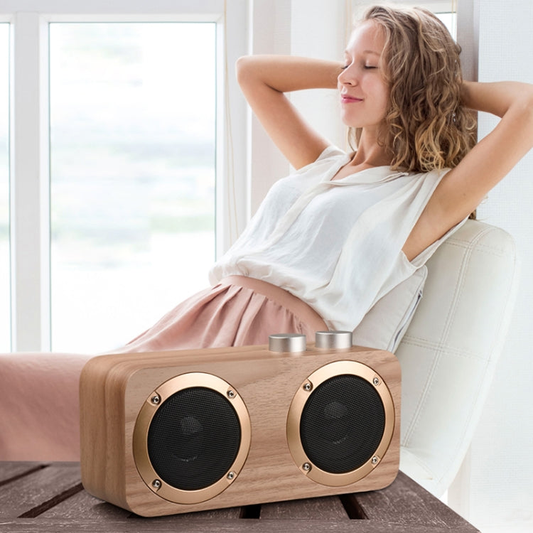 Coluna Bluetooth de Madeira com Subwoofer Q7, Suporta Cartão TF & Disco U & AUX 3,5mm, Q7