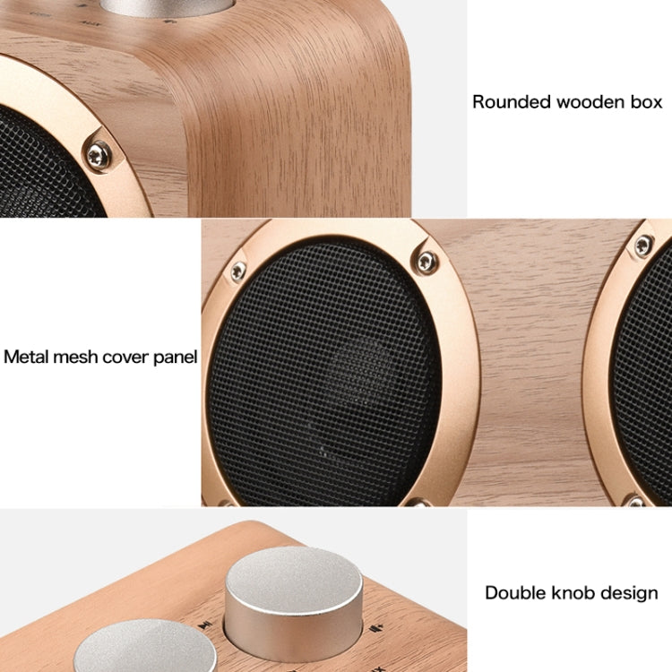 Coluna Bluetooth de Madeira com Subwoofer Q7, Suporta Cartão TF & Disco U & AUX 3,5mm, Q7
