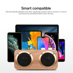 Coluna Bluetooth de Madeira com Subwoofer Q7, Suporta Cartão TF & Disco U & AUX 3,5mm, Q7