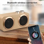Coluna Bluetooth de Madeira com Subwoofer Q7, Suporta Cartão TF & Disco U & AUX 3,5mm, Q7