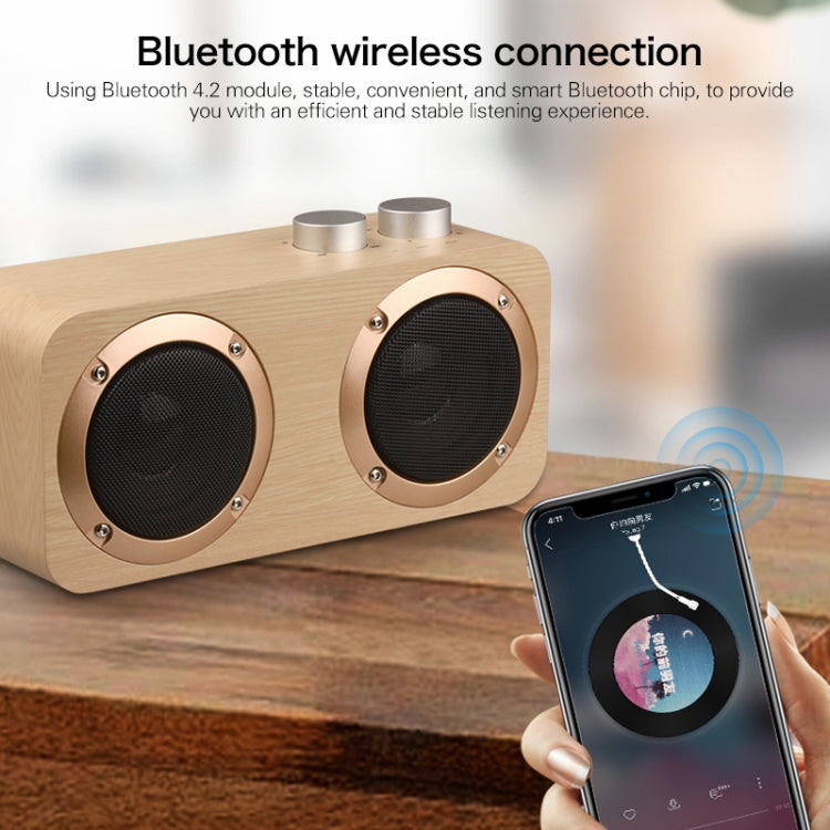 Coluna Bluetooth de Madeira com Subwoofer Q7, Suporta Cartão TF & Disco U & AUX 3,5mm, Q7