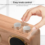 Coluna Bluetooth de Madeira com Subwoofer Q7, Suporta Cartão TF & Disco U & AUX 3,5mm, Q7