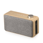 Coluna Bluetooth de Madeira com Subwoofer e Tecido com Ecrã Tátil W5A, Suporta Cartão TF & Disco U & AUX 3,5mm, Nogueira, Madeira Amarela