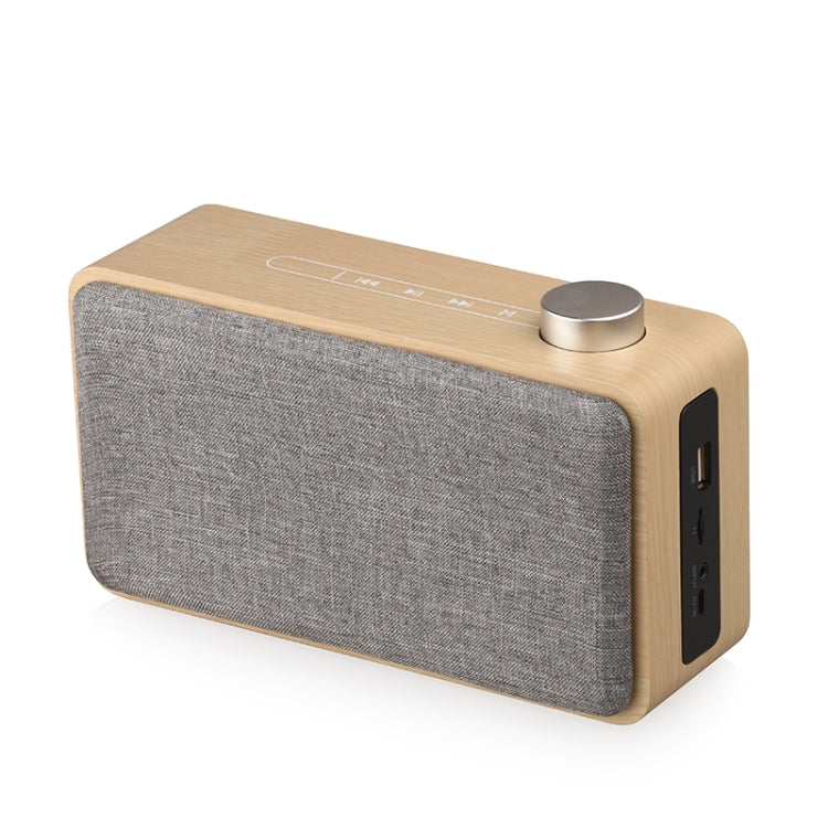 Coluna Bluetooth de Madeira com Subwoofer e Tecido com Ecrã Tátil W5A, Suporta Cartão TF & Disco U & AUX 3,5mm, Nogueira, Madeira Amarela