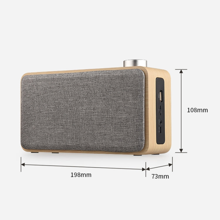 Coluna Bluetooth de Madeira com Subwoofer e Tecido com Ecrã Tátil W5A, Suporta Cartão TF & Disco U & AUX 3,5mm, Nogueira, Madeira Amarela