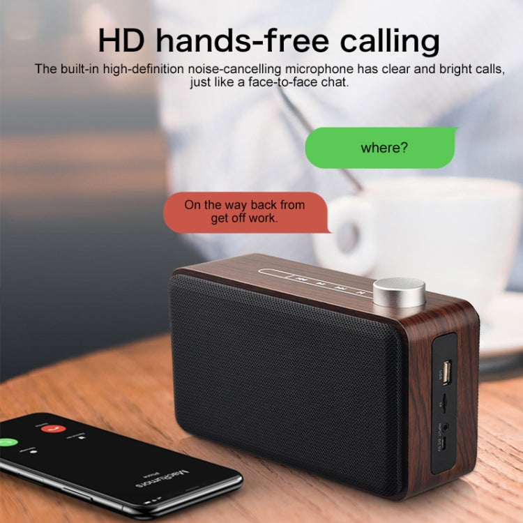 Coluna Bluetooth de Madeira com Subwoofer e Tecido com Ecrã Tátil W5A, Suporta Cartão TF & Disco U & AUX 3,5mm, Nogueira, Madeira Amarela