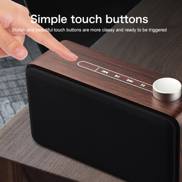 Coluna Bluetooth de Madeira com Subwoofer e Tecido com Ecrã Tátil W5A, Suporta Cartão TF & Disco U & AUX 3,5mm, Nogueira, Madeira Amarela