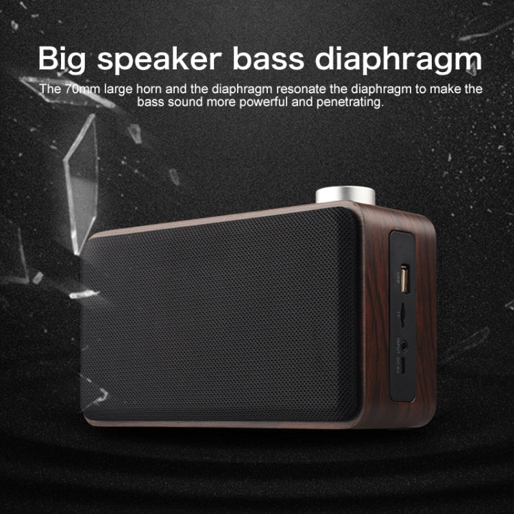 Coluna Bluetooth de Madeira com Subwoofer e Tecido com Ecrã Tátil W5A, Suporta Cartão TF & Disco U & AUX 3,5mm, Nogueira, Madeira Amarela
