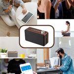 Coluna Bluetooth de Madeira com Subwoofer e Tecido com Ecrã Tátil W5A, Suporta Cartão TF & Disco U & AUX 3,5mm, Nogueira, Madeira Amarela