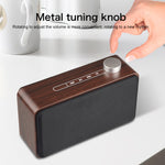 Coluna Bluetooth de Madeira com Subwoofer e Tecido com Ecrã Tátil W5A, Suporta Cartão TF & Disco U & AUX 3,5mm, Nogueira, Madeira Amarela