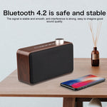 Coluna Bluetooth de Madeira com Subwoofer e Tecido com Ecrã Tátil W5A, Suporta Cartão TF & Disco U & AUX 3,5mm, Nogueira, Madeira Amarela