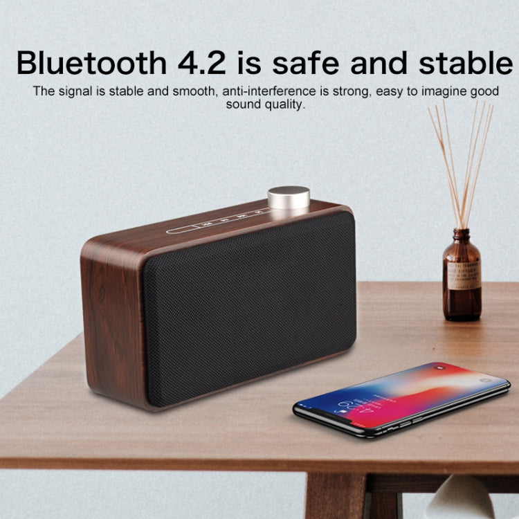 Coluna Bluetooth de Madeira com Subwoofer e Tecido com Ecrã Tátil W5A, Suporta Cartão TF & Disco U & AUX 3,5mm, Nogueira, Madeira Amarela