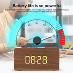Coluna Bluetooth W5C Subwoofer em madeira com relógio, suporta cartão TF e AUX 3,5 mm, madeira castanha, madeira amarela