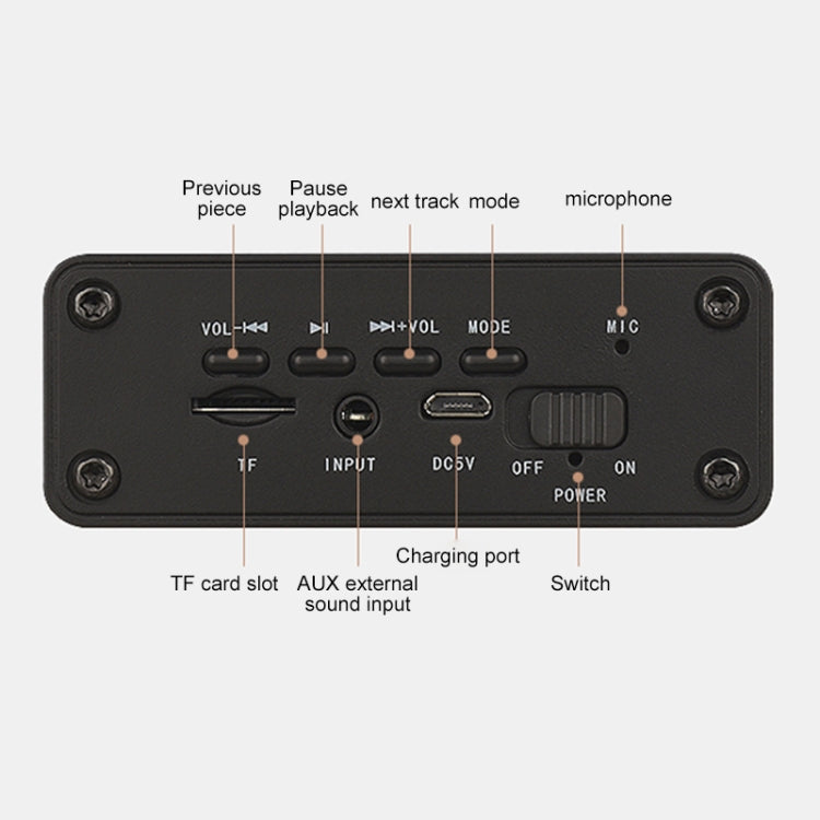 Coluna Bluetooth W5C Subwoofer em madeira com relógio, suporta cartão TF e AUX 3,5 mm, madeira castanha, madeira amarela