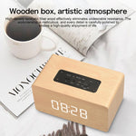 Coluna Bluetooth W5C Subwoofer em madeira com relógio, suporta cartão TF e AUX 3,5 mm, madeira castanha, madeira amarela