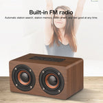 Coluna Bluetooth W5C Subwoofer em madeira com relógio, suporta cartão TF e AUX 3,5 mm, madeira castanha, madeira amarela