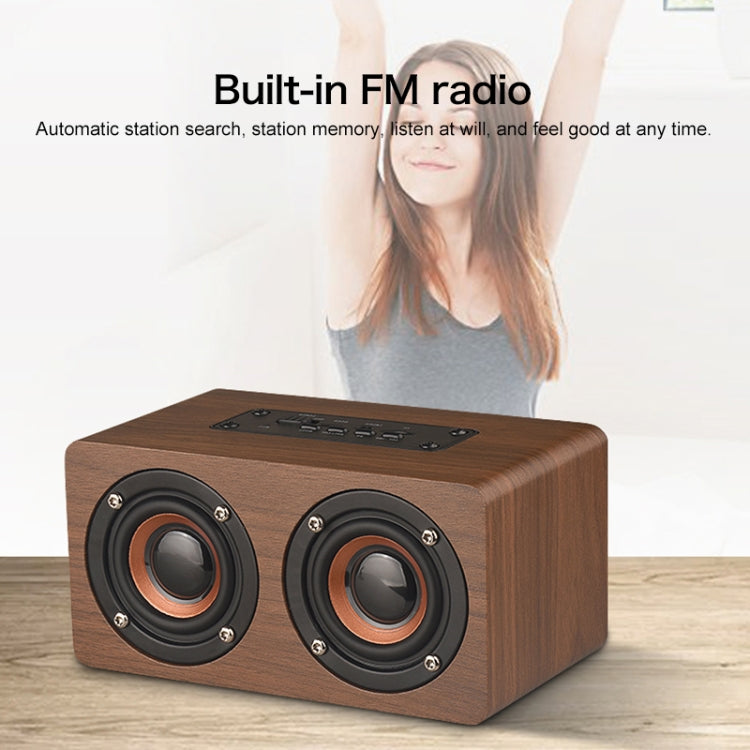Coluna Bluetooth W5C Subwoofer em madeira com relógio, suporta cartão TF e AUX 3,5 mm, madeira castanha, madeira amarela