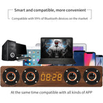 Coluna Bluetooth de Madeira com Relógio e Subwoofer W8C, Suporta Cartão TF & Disco U & AUX 3,5mm