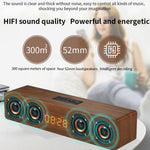 Coluna Bluetooth de Madeira com Relógio e Subwoofer W8C, Suporta Cartão TF & Disco U & AUX 3,5mm