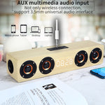 Coluna Bluetooth de Madeira com Relógio e Subwoofer W8C, Suporta Cartão TF & Disco U & AUX 3,5mm
