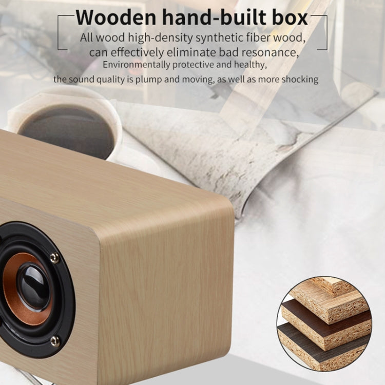 Coluna Bluetooth de Madeira com Relógio e Subwoofer W8C, Suporta Cartão TF & Disco U & AUX 3,5mm