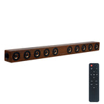 Coluna Bluetooth 4.2 de Madeira com Subwoofer D90 com Comando à Distância, Suporta Cartão TF & AUX 3,5mm Coaxial & Fibra Óptica & Disco U, Subwoofer D90+