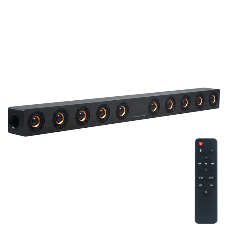 Coluna Bluetooth 4.2 de Madeira com Subwoofer D90 com Comando à Distância, Suporta Cartão TF & AUX 3,5mm Coaxial & Fibra Óptica & Disco U, Subwoofer D90+