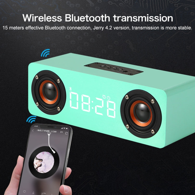 Coluna Bluetooth 4.2 de Madeira com Subwoofer M5, Suporta Cartão TF & AUX 3,5mm & FM