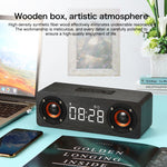 Coluna Bluetooth 4.2 de Madeira com Subwoofer M5, Suporta Cartão TF & AUX 3,5mm & FM