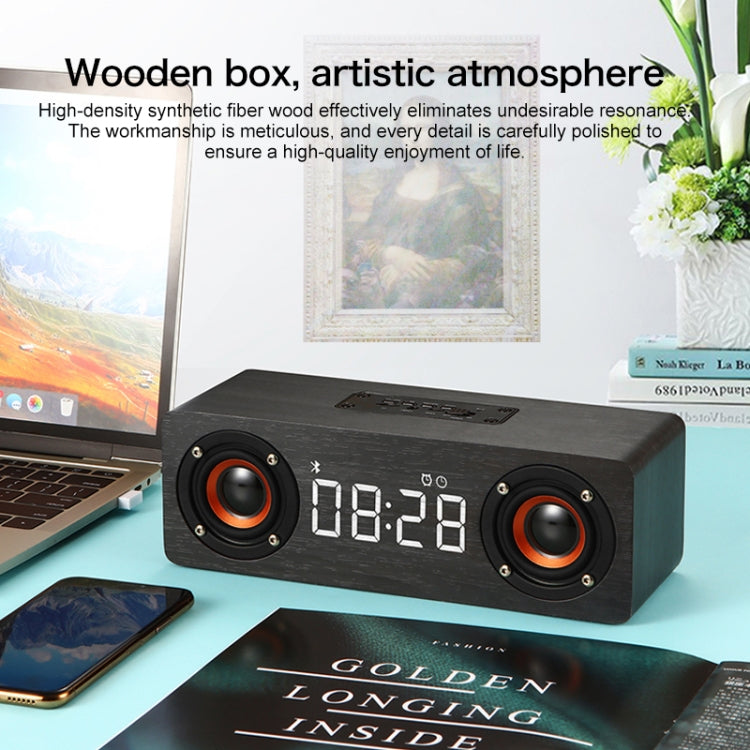 Coluna Bluetooth 4.2 de Madeira com Subwoofer M5, Suporta Cartão TF & AUX 3,5mm & FM
