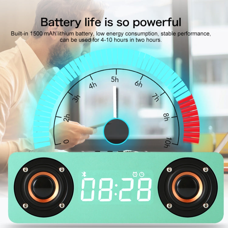 Coluna Bluetooth 4.2 de Madeira com Subwoofer M5, Suporta Cartão TF & AUX 3,5mm & FM