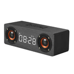 Coluna Bluetooth 4.2 de Madeira com Relógio e Subwoofer M5C, Suporta Cartão TF & AUX 3,5mm & Rádio FM