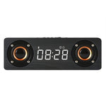 Coluna Bluetooth 4.2 de Madeira com Relógio e Subwoofer M5C, Suporta Cartão TF & AUX 3,5mm & Rádio FM