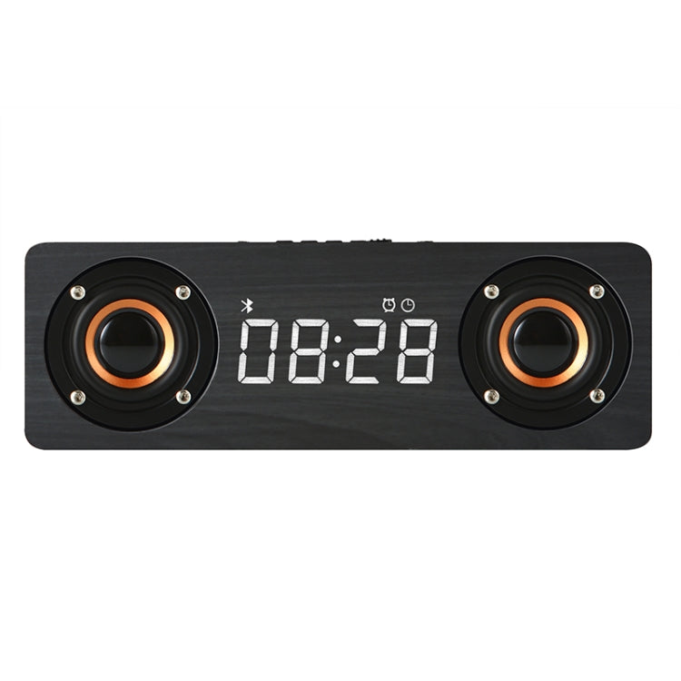 Coluna Bluetooth 4.2 de Madeira com Relógio e Subwoofer M5C, Suporta Cartão TF & AUX 3,5mm & Rádio FM