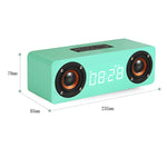 Coluna Bluetooth 4.2 de Madeira com Relógio e Subwoofer M5C, Suporta Cartão TF & AUX 3,5mm & Rádio FM