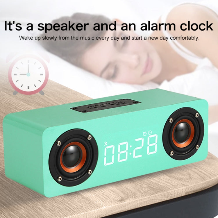 Coluna Bluetooth 4.2 de Madeira com Relógio e Subwoofer M5C, Suporta Cartão TF & AUX 3,5mm & Rádio FM