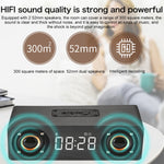 Coluna Bluetooth 4.2 de Madeira com Relógio e Subwoofer M5C, Suporta Cartão TF & AUX 3,5mm & Rádio FM