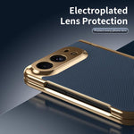 Electroplated PC Fold Shockproof Vegan Leather Phone Case, For iPhone Duo