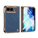 Litchi-Grain Magnetic Integrated Screen Protector Phone Case, For iPhone Duo