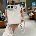 Side Buckle Shell Pattern Phone Case with Beaded Strap, For iPhone Duo