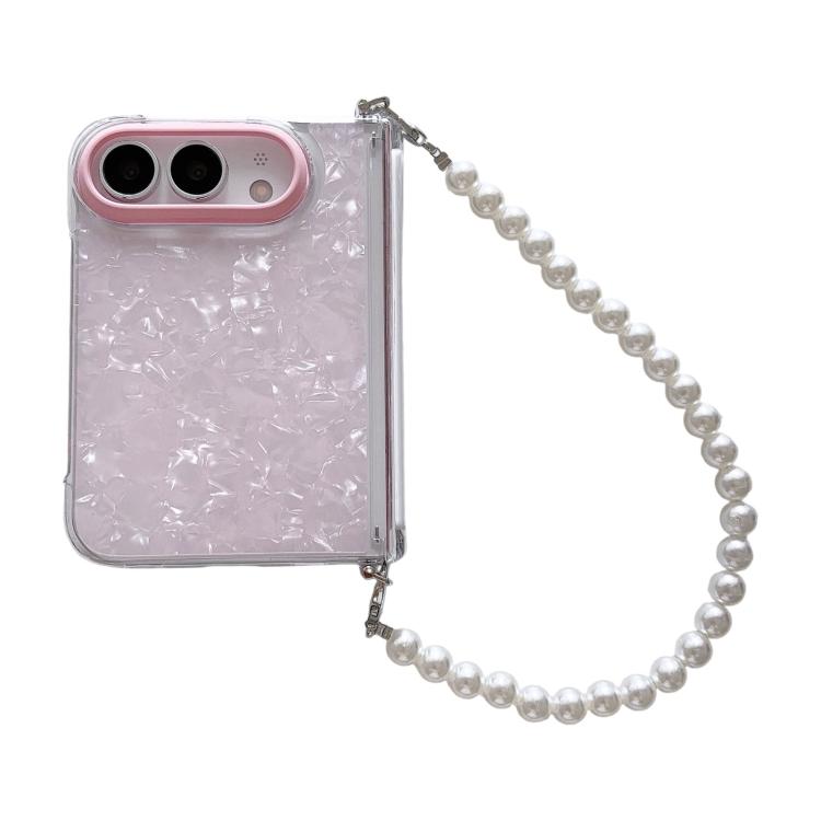 Side Buckle Shell Pattern Phone Case with Beaded Strap, For iPhone Duo